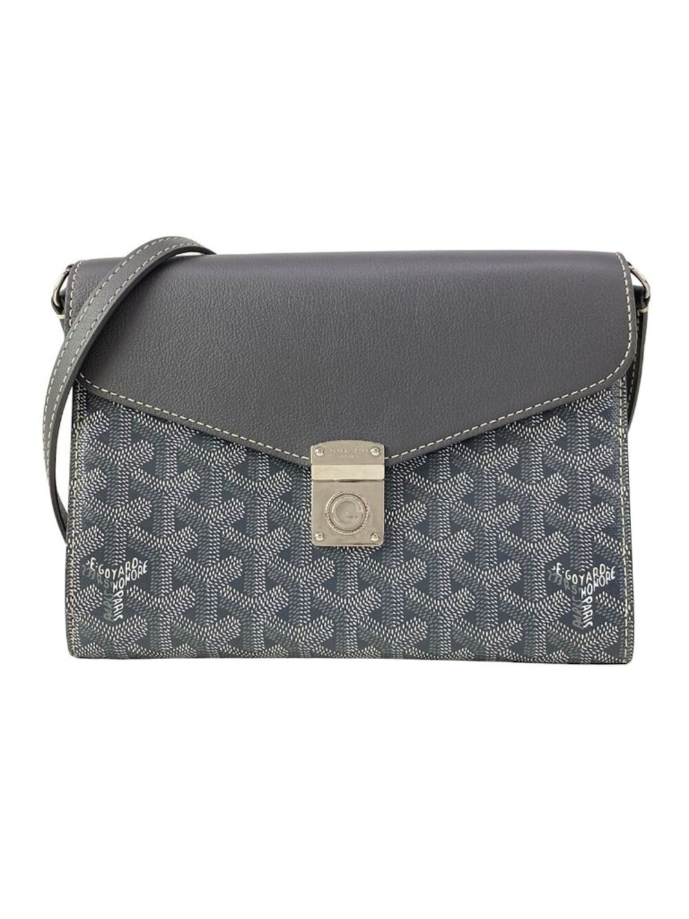 Goyard Shoulder Bag Sheepskin Gray Removable Strap Leather